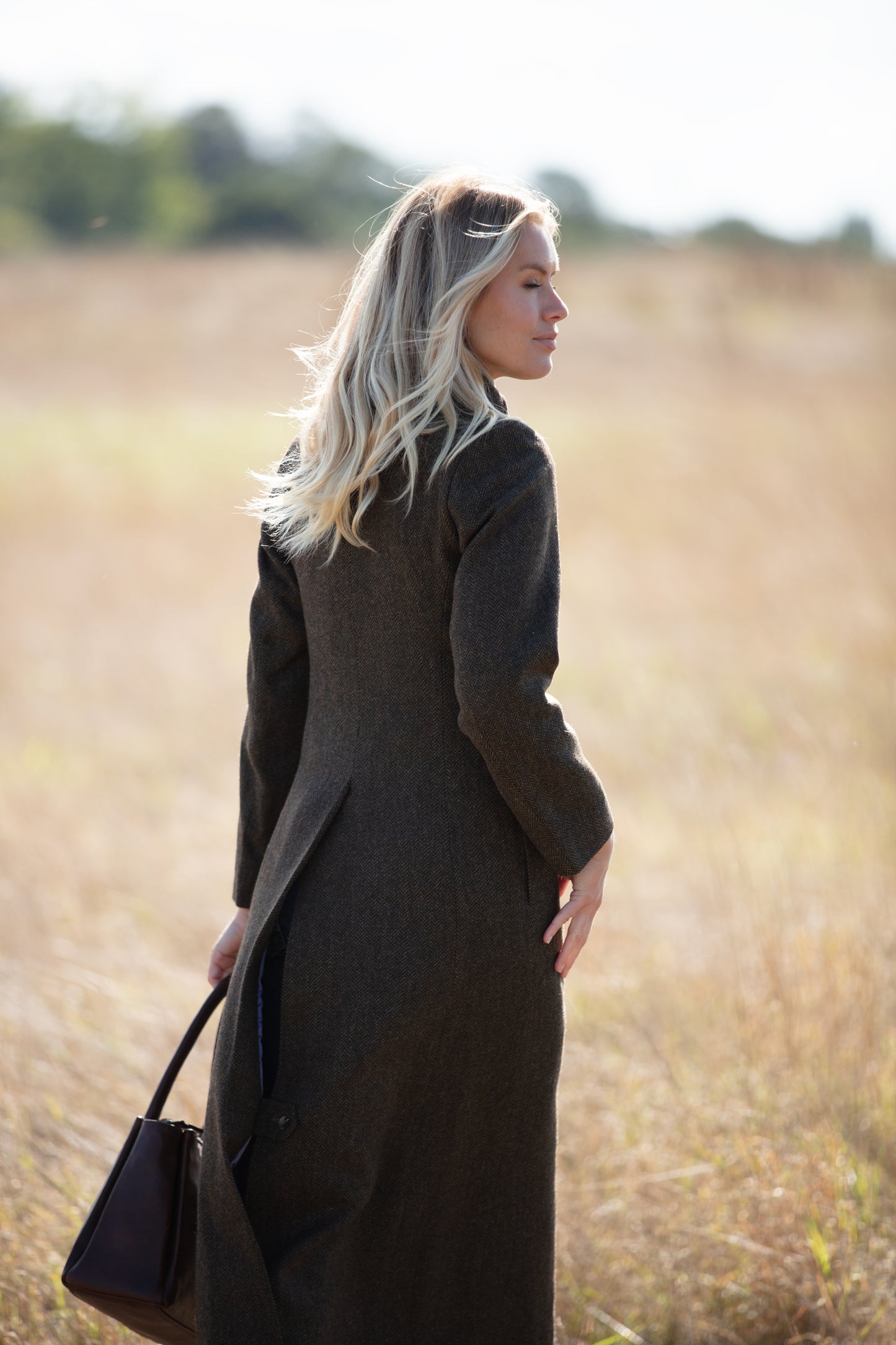 Tawny Herringbone Trench Coat