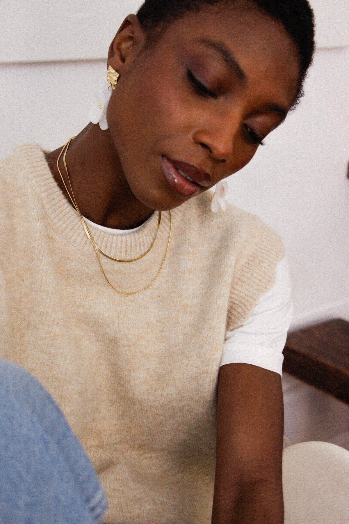 Oatmeal Scalloped Tank Top
