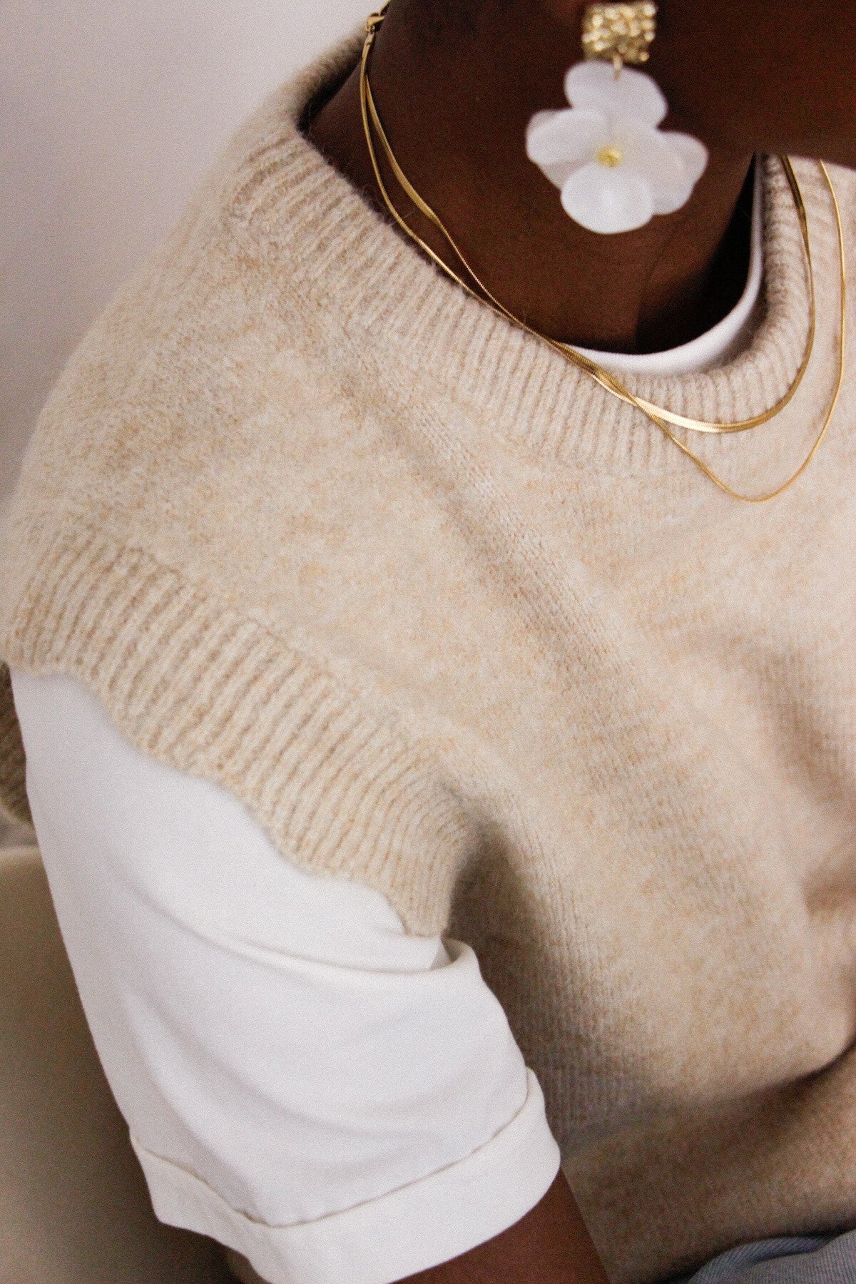 Oatmeal Scalloped Tank Top