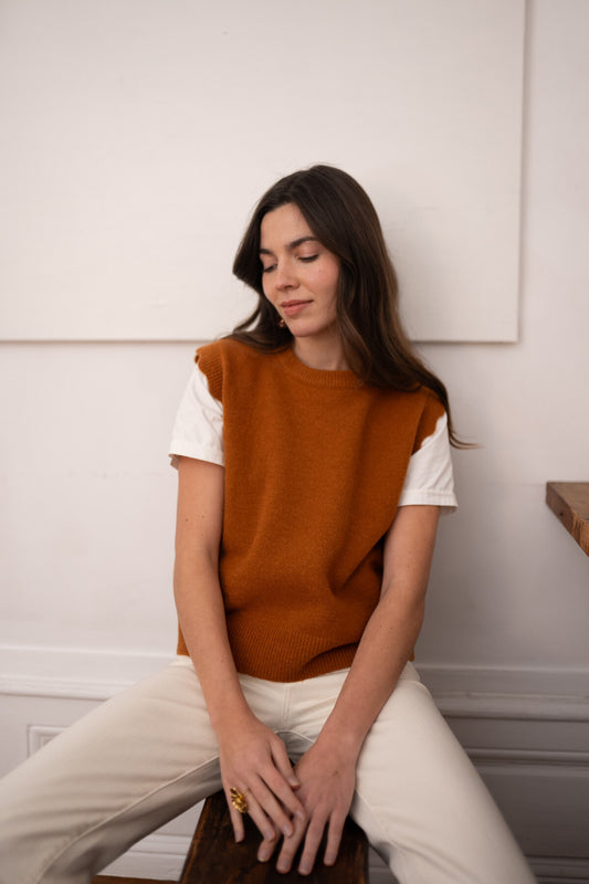 Burnt Orange Scalloped Tank Top