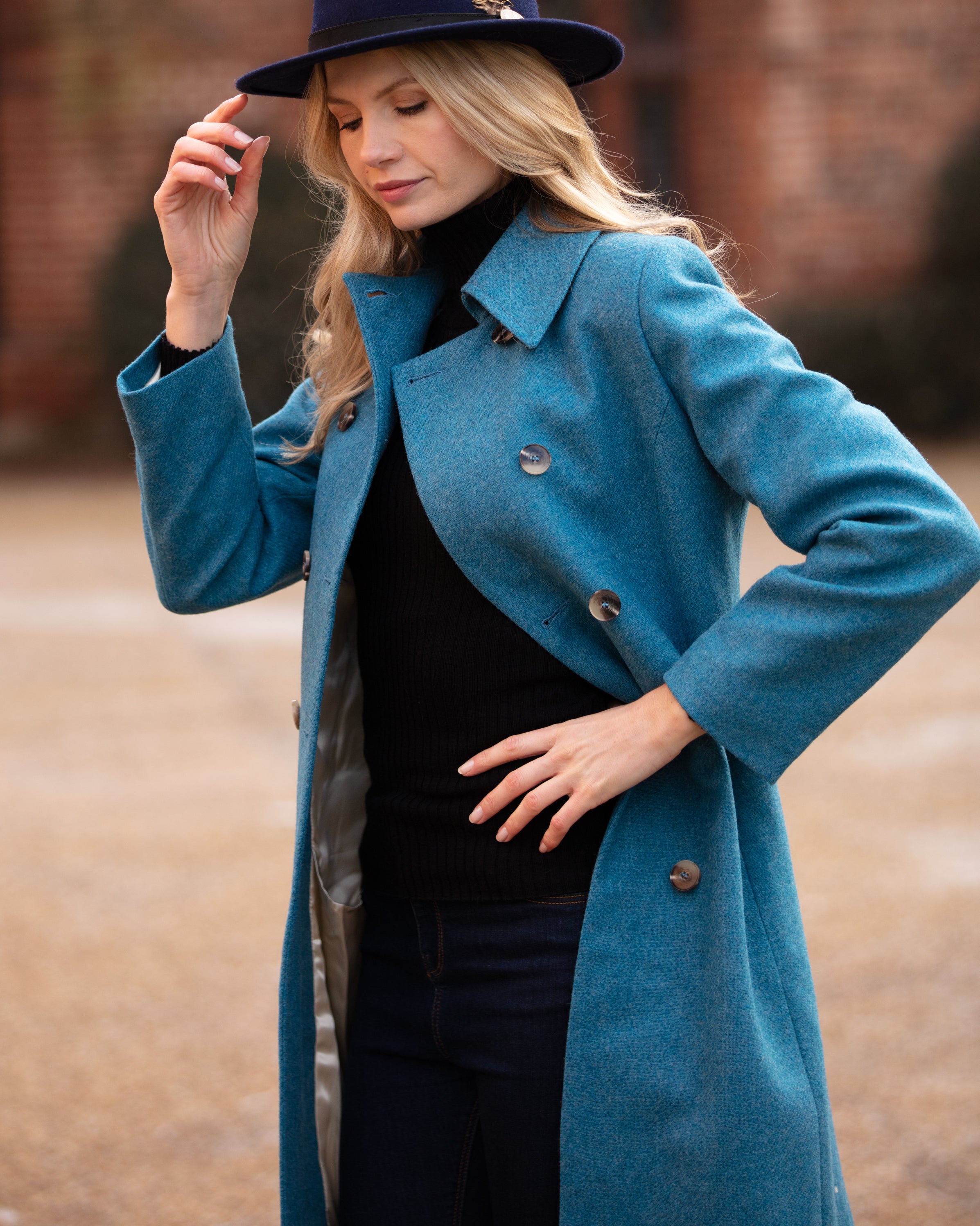 Peacock Blue Trench Coat